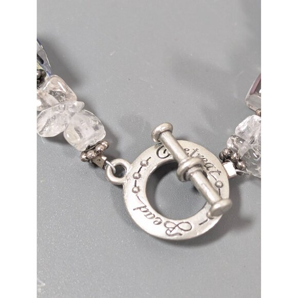 Colorful Art Glass Rock Crystal Beaded Bracelet Boho 6.5" - Picture 2 of 9